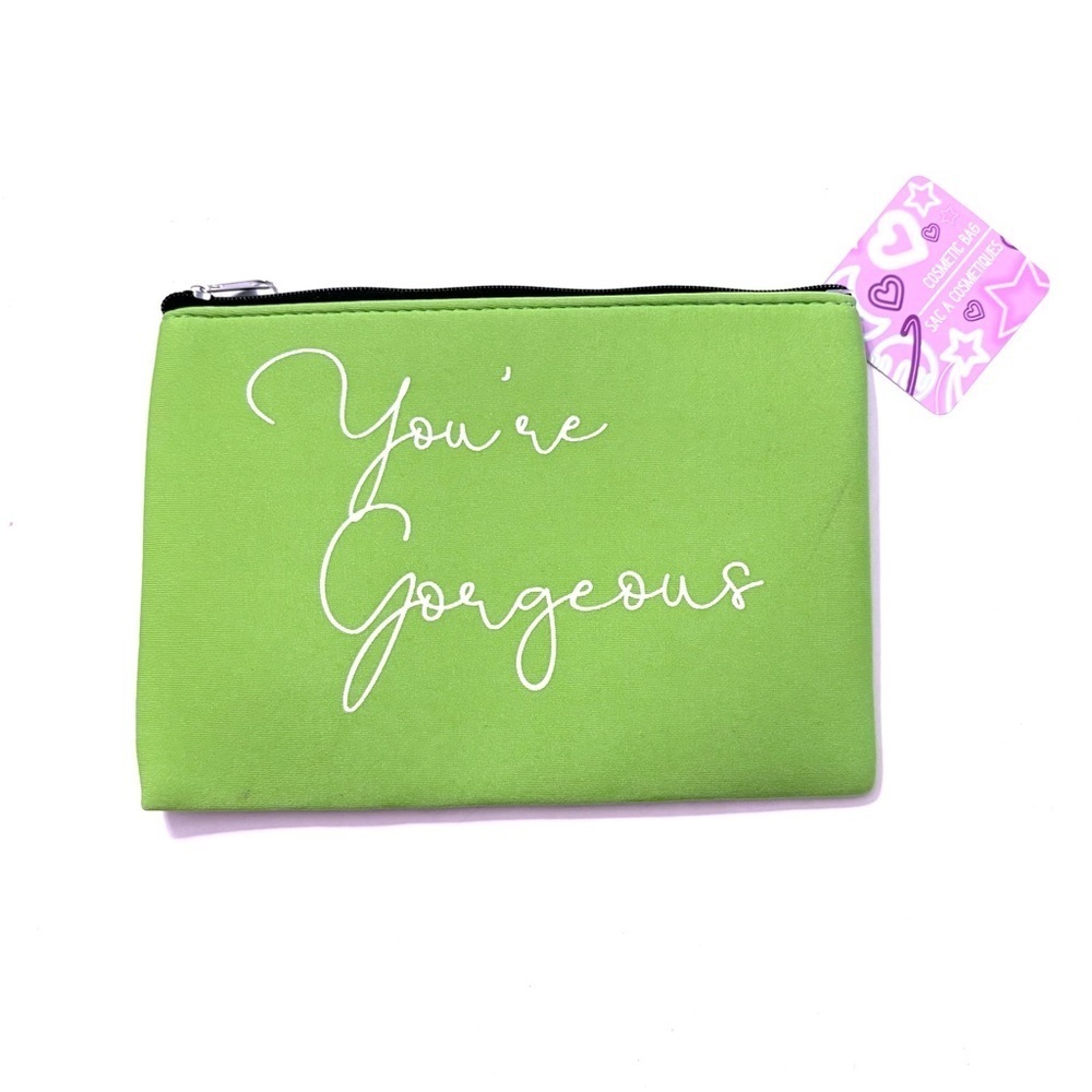 NWT SAC A COSMETIQUES Cosmetic Bag, green and white